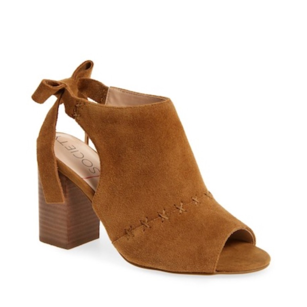 Sole Society Peep-toe Heeled Suede Booties